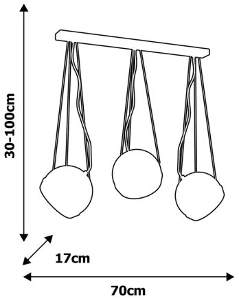 Luster na lanku OVAL 3xE27/60W/230V