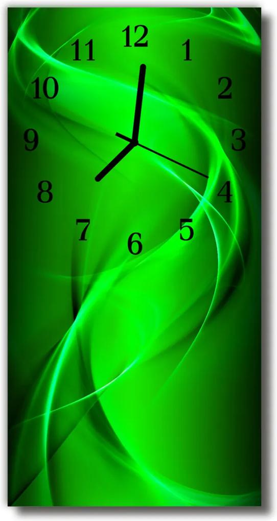 Sklenené hodiny vertikálne  Umelecký vzor zelený