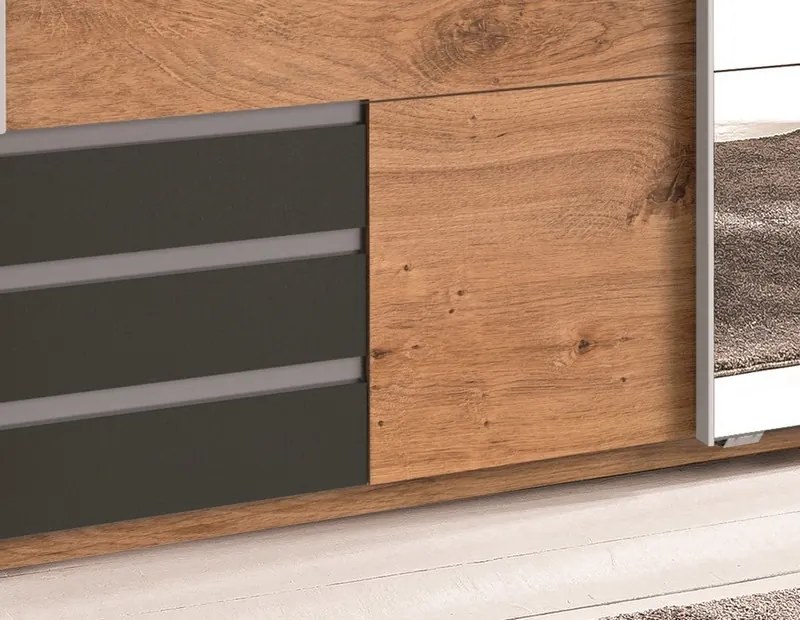 Šatníková skriňa Emden,179 cm, doskový dub/grafit