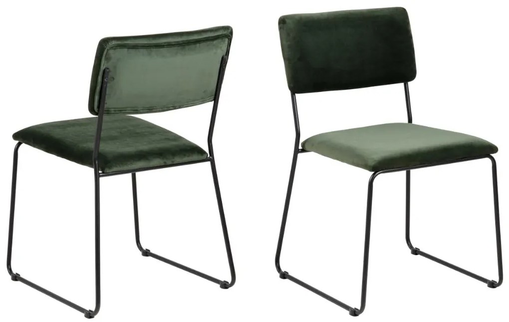 Actona 2x Jedálenská stolička Cornelia - zelená / čierna