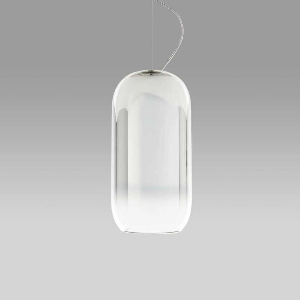 Artemide Gople závesné svietidlo, strieborné, fúkané sklo, E27, 1405010A