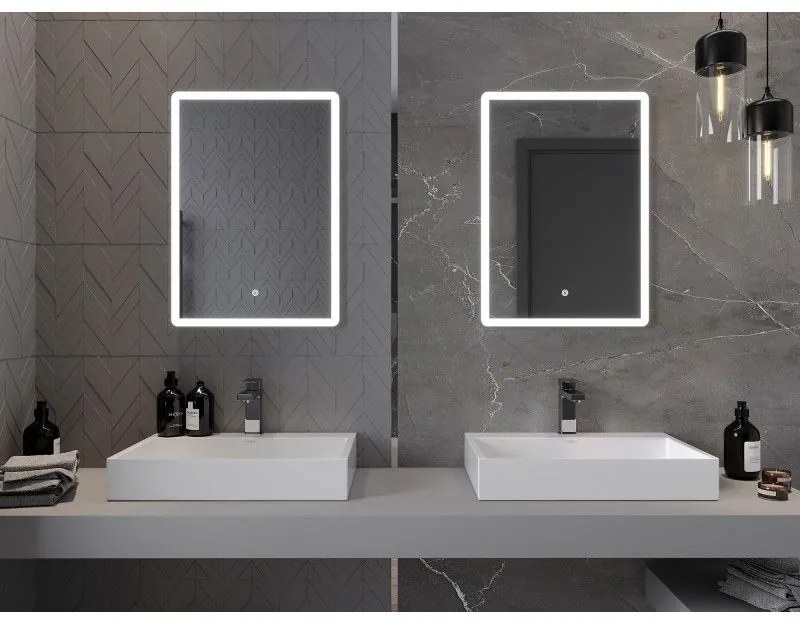 Mexen Navia, LED kúpeľňové zrkadlo s podsvietením 50 x 70 cm, 6000K, ochrana proti zahmlievaniu, 9803-050-070-611-00