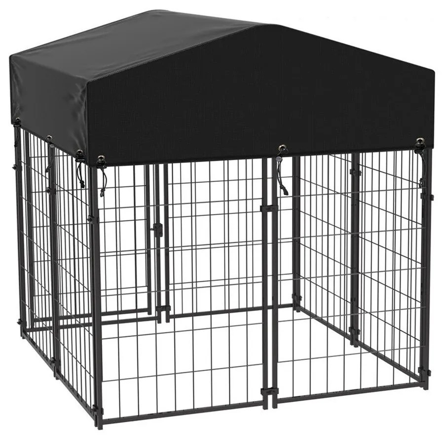 Vonkajšia kovová búda pre psov so zastrešením proti UV žiareniu