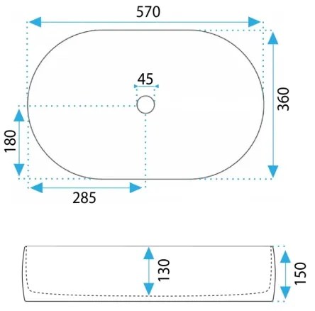 REA-U0600 - Umývadlo na dosku ALMA 36x57 cm keramika/lesklá biela