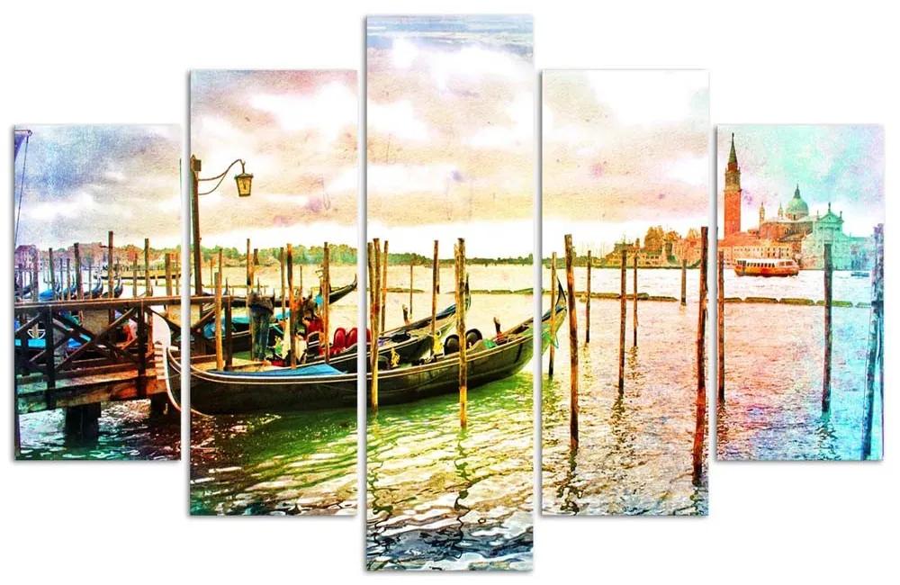 Gario Obraz na plátne Prechádzka v Benátkach - 5 dielny Rozmery: 100 x 70 cm