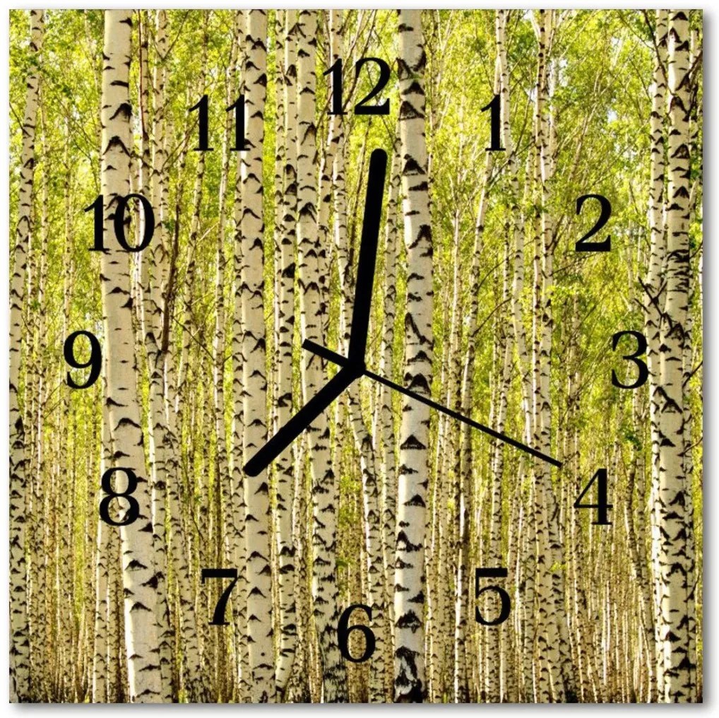 Skleněné hodiny čtvercové Birch les