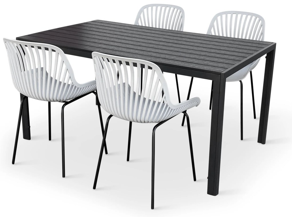 Noela Záhradný jedálenský set Viking L + 4x stolička GABY šedá