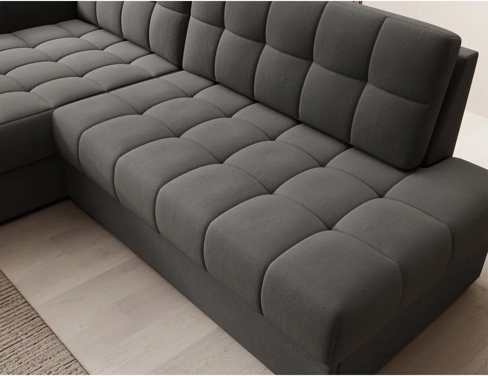 Taupe zamatová rozkladacia rohová pohovka (ľavý roh/s leňoškou) Blezalt – ELTAP