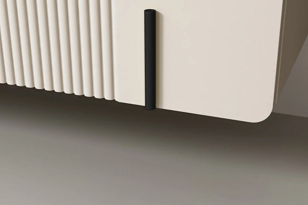 Závesná TV skrinka Malmi 200 cm - kašmírová / čierna