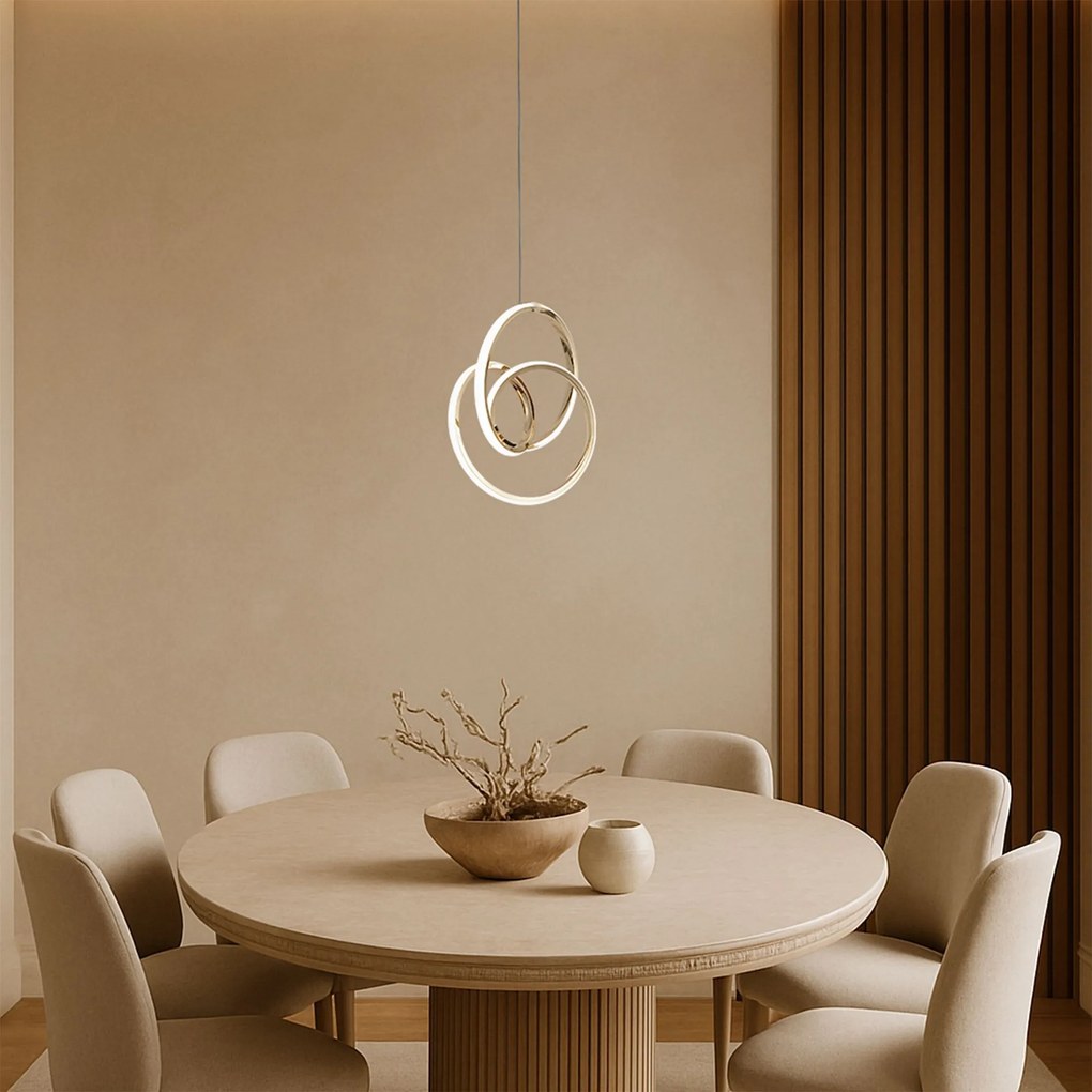 Toolight Toolight, LED závesné svietidlo 25x30cm, 24W, 4000K, G076-1CP, zlatá lesklá, OSW-08650
