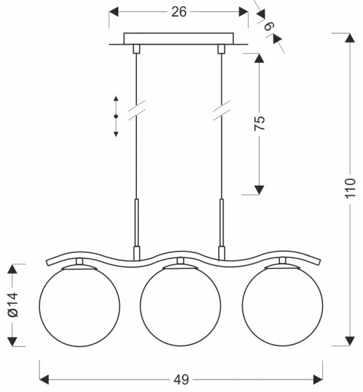 Závesný luster LUMOS na lanku 3xG9/20W/230V dymovo čierny