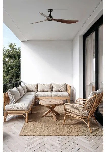 FARO 34362WT - Stropný ventilátor OUTWOOD L hnedá/čierna pr. 150 cm WT IP44 + DO