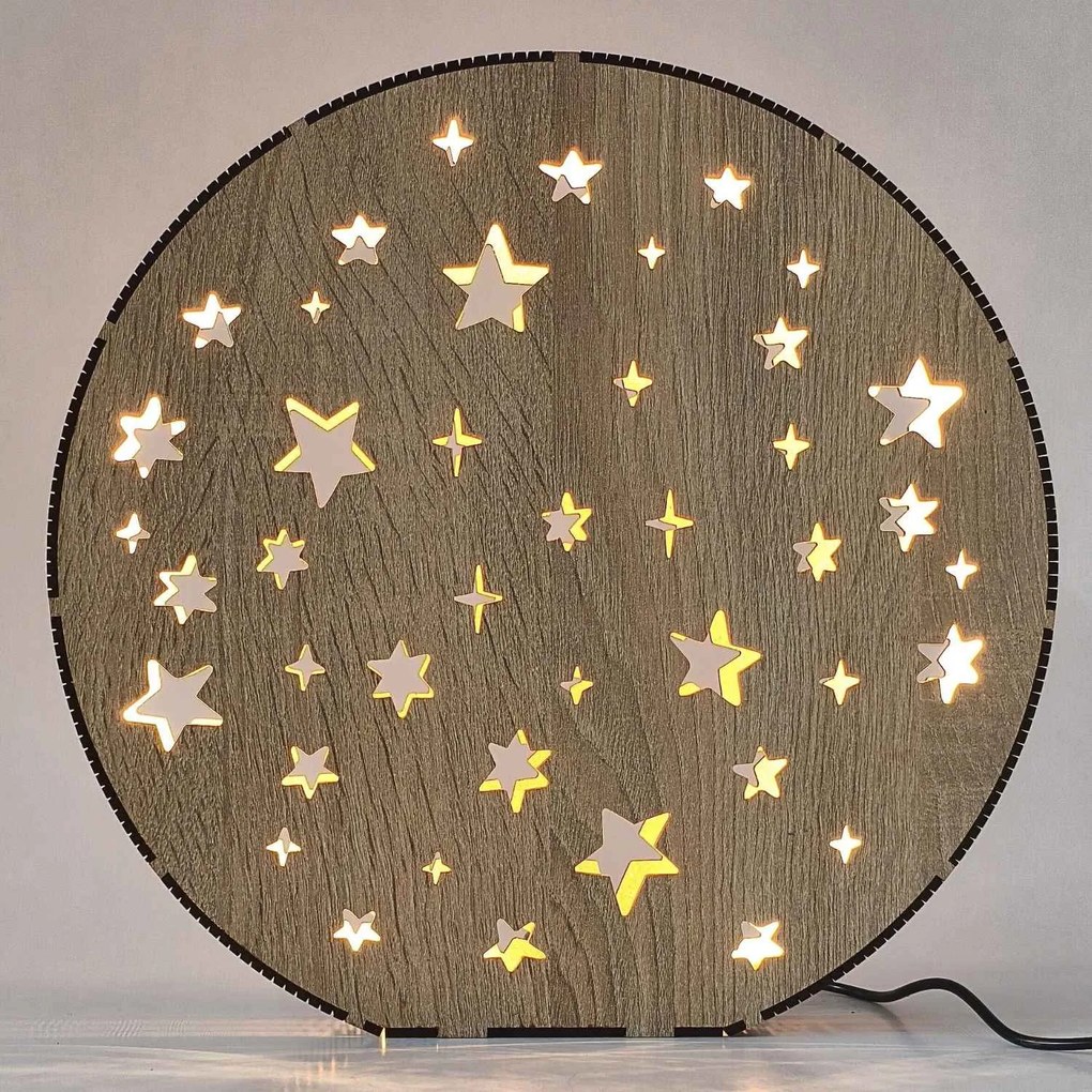 Drevená LED stolová lampa Hviezdy | MOVE: HDF - Orech 20 cm 4791-115218 LED0613