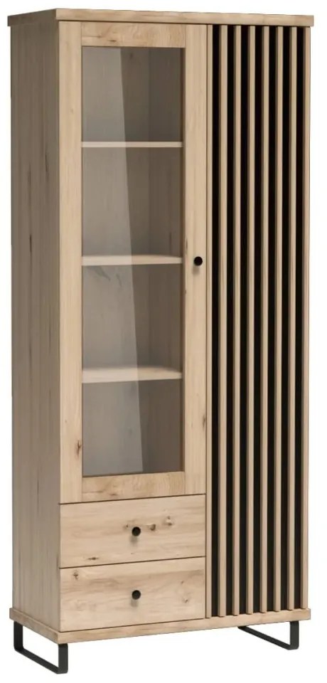Vitrína Koli C-2 - dub artisan / čierna