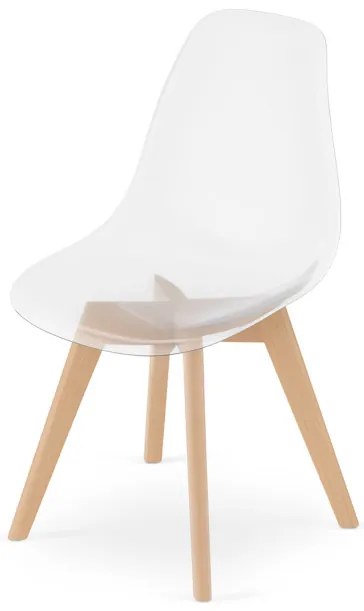 Set styroch jedálenských stoličiek KITO priesvitné / naturálne nohy (4 ks)
