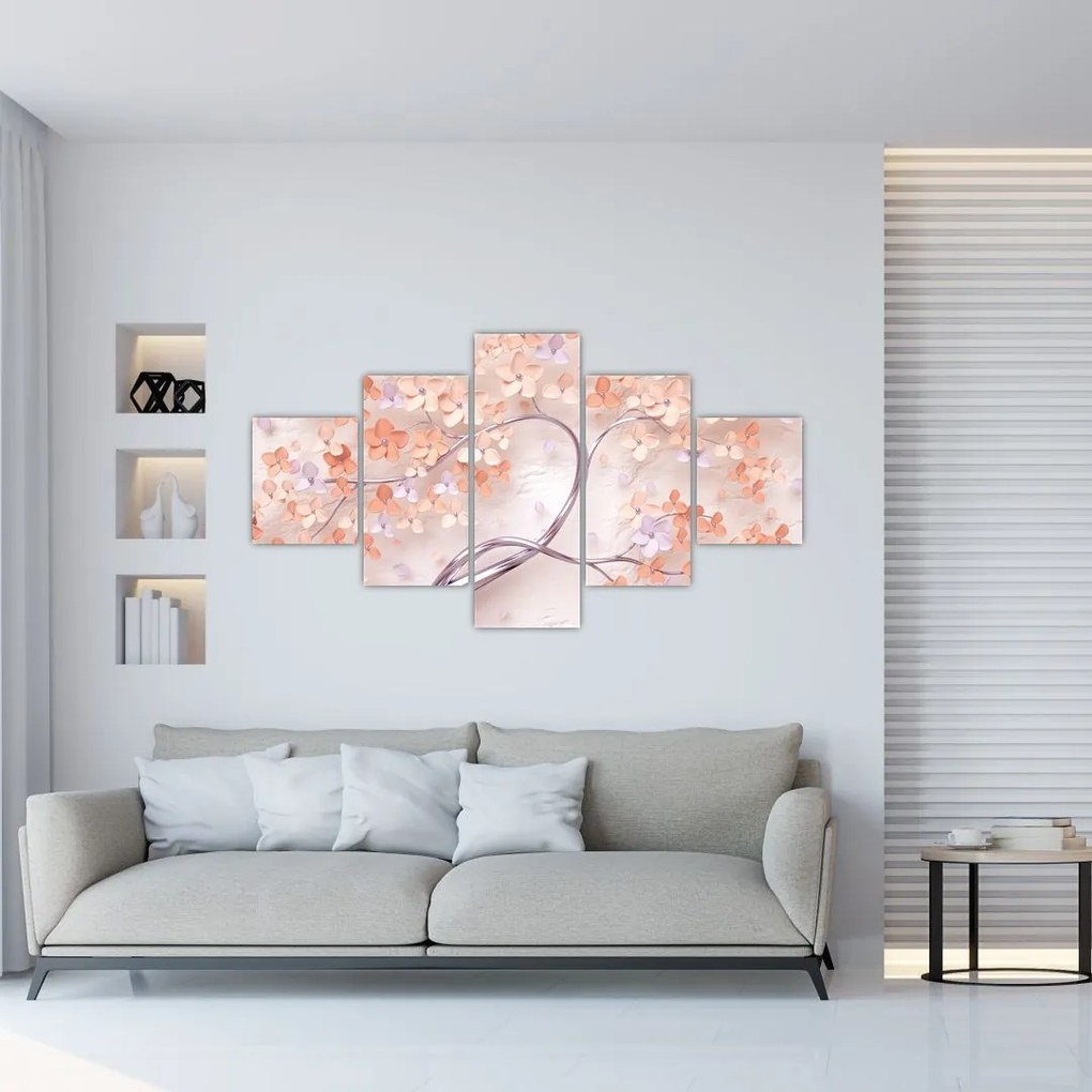 Obraz koralových kvetov stromu - abstrakt (125x70 cm), 40 ďalších rozmerov