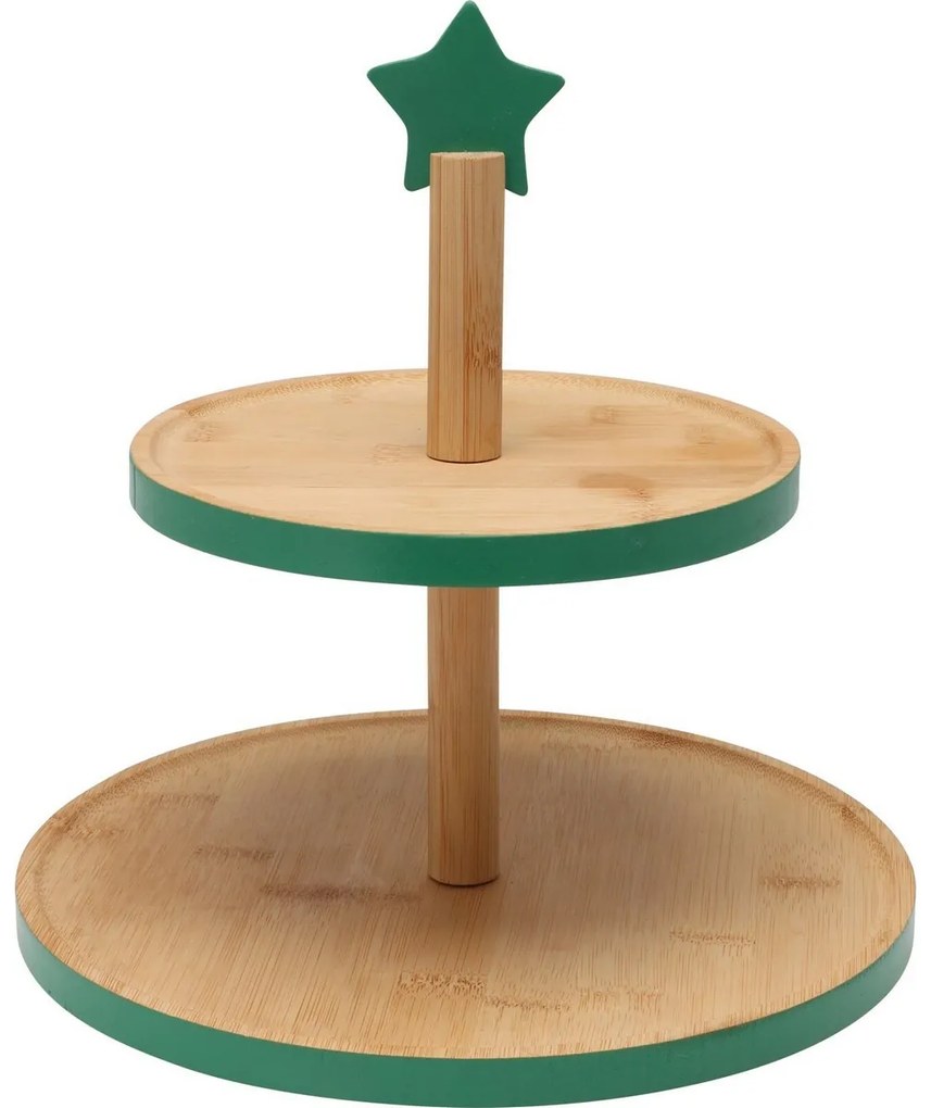 Bambusový etažér na cukroví 2 poschodia, zelená