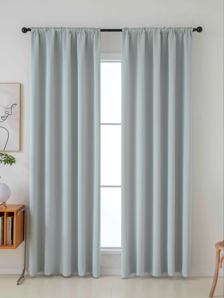 Blackout závesy Elias strieborná – 140 × 250 cm (2 ks) - riasiaca stuha