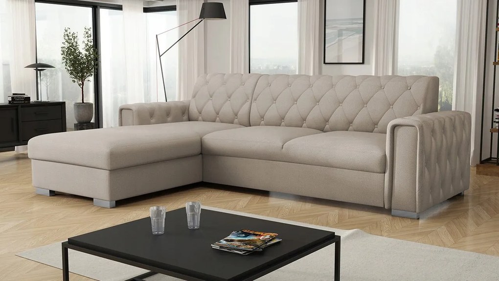 Rohová sedacia súprava Nazit (svetlobéžová)