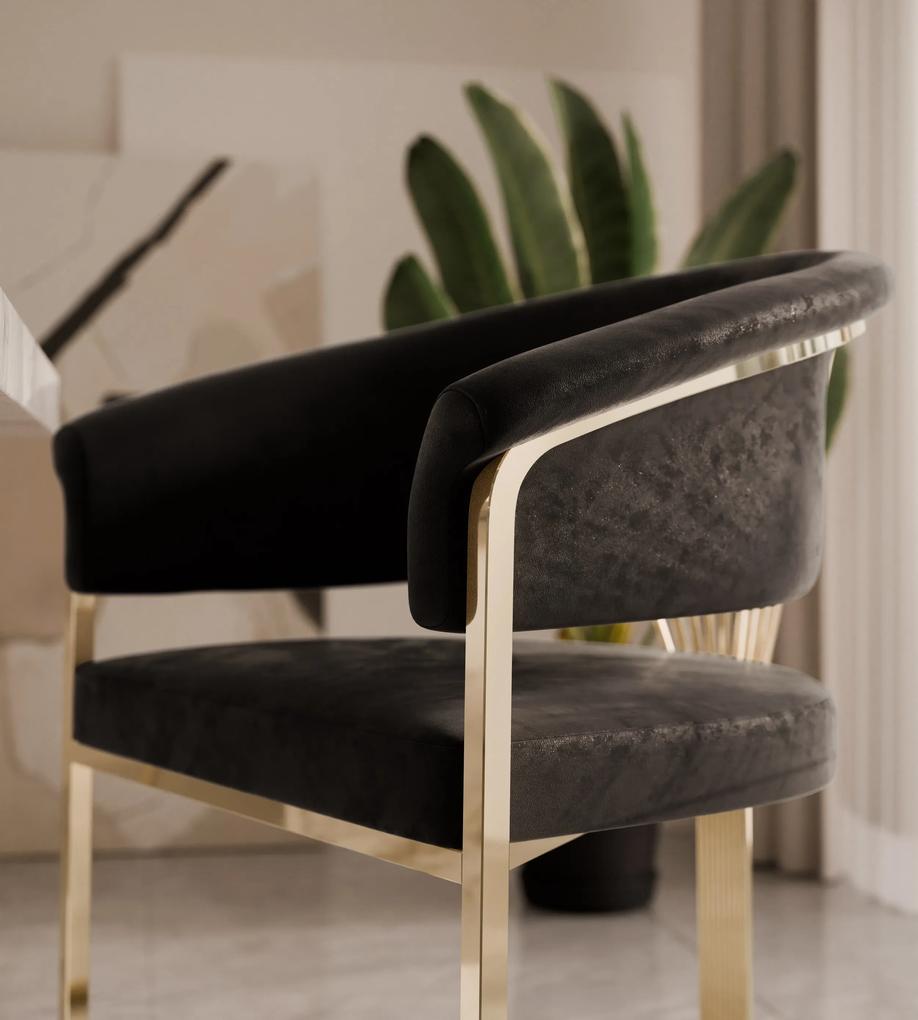 Jedálenská stolička KARMA čierna + zlatý podstavec
