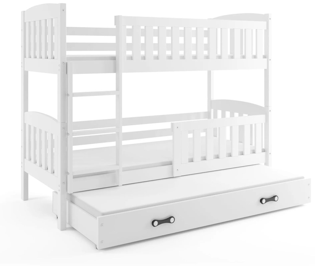 Poschodová posteľ s prístelkou KUBO 3 190x90 | Biela