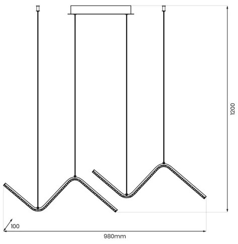 LED Luster na lanku VERTE 2xLED/11W/230V čierna