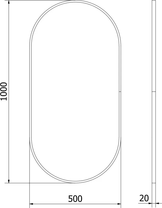 Mexen Loft oválne kúpeľňové zrkadlo 100 x 50 cm, čierny rám - 9851-100-050-000-70