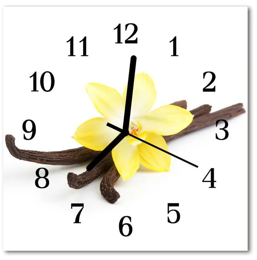 Nástenné sklenené hodiny Vanilka kvetina 30x30 cm