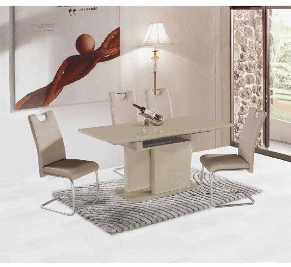 Kondela Jedálenský rozkladací stôl, capuccino extra vysoký lesk, 120-160x80 cm, VIRAT