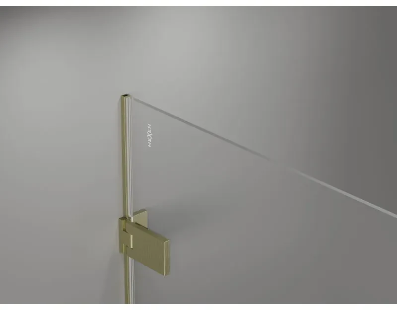 Mexen Lunar-F, sklápací sprchový kút pravý 100 x 70 cm, 8mm číre sklo, zlatý kartáčovaný - 836-100-070-55-00-P
