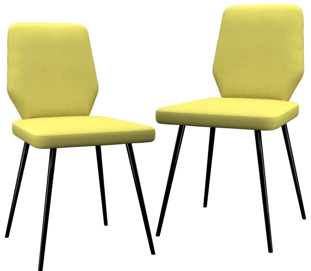 vidaXL Jedálenské stoličky 2 ks, limetkovo žlté, látka