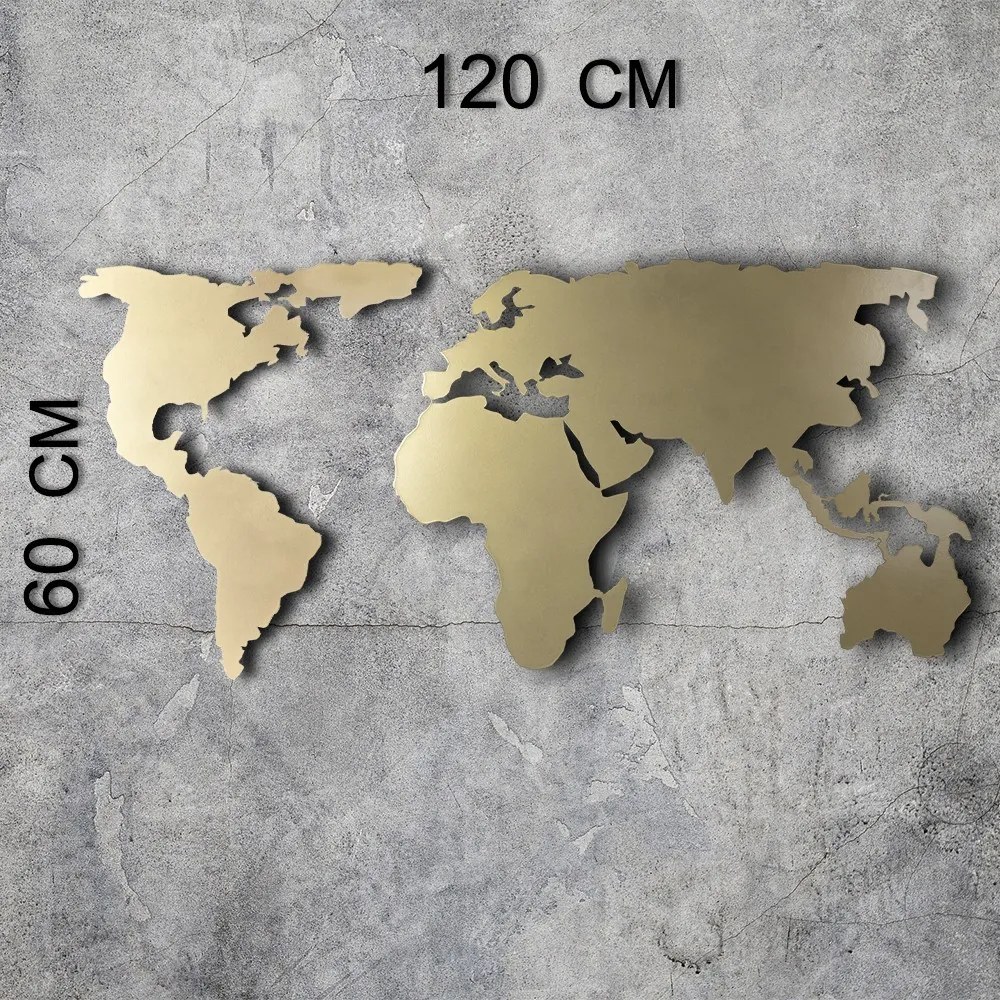 World Map Silhouette - Gold