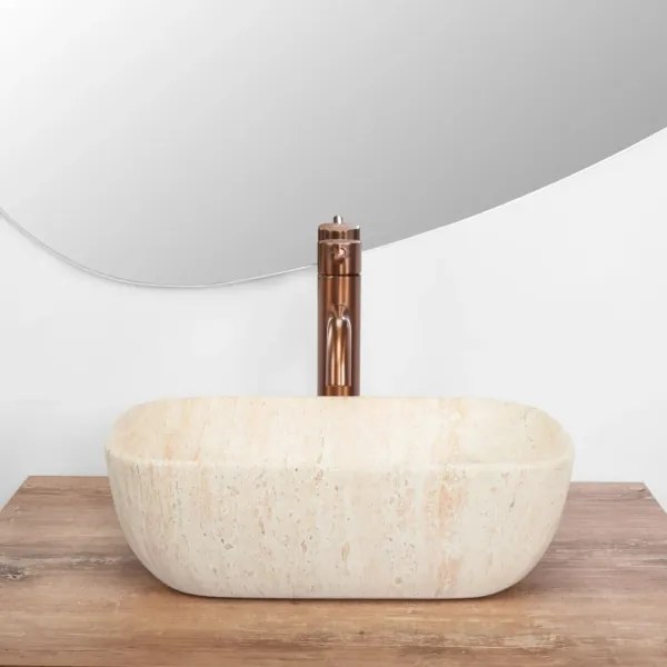 REA-U4700 - Umývadlo na dosku BELINDA 25x36 cm keramika/béžová/imitácia kameňa