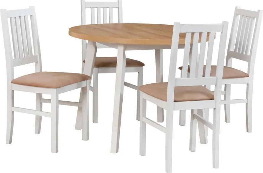 Jedálenská stolička Bono, biela/béžová látka