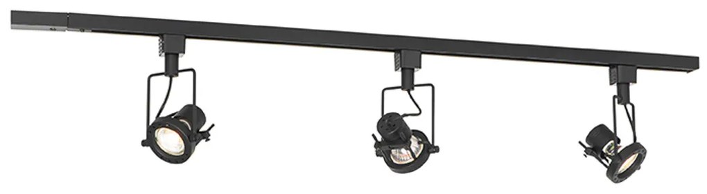 Priemyselný koľajnicový systém s 3 reflektormi 1-fázový čierny - Suplux