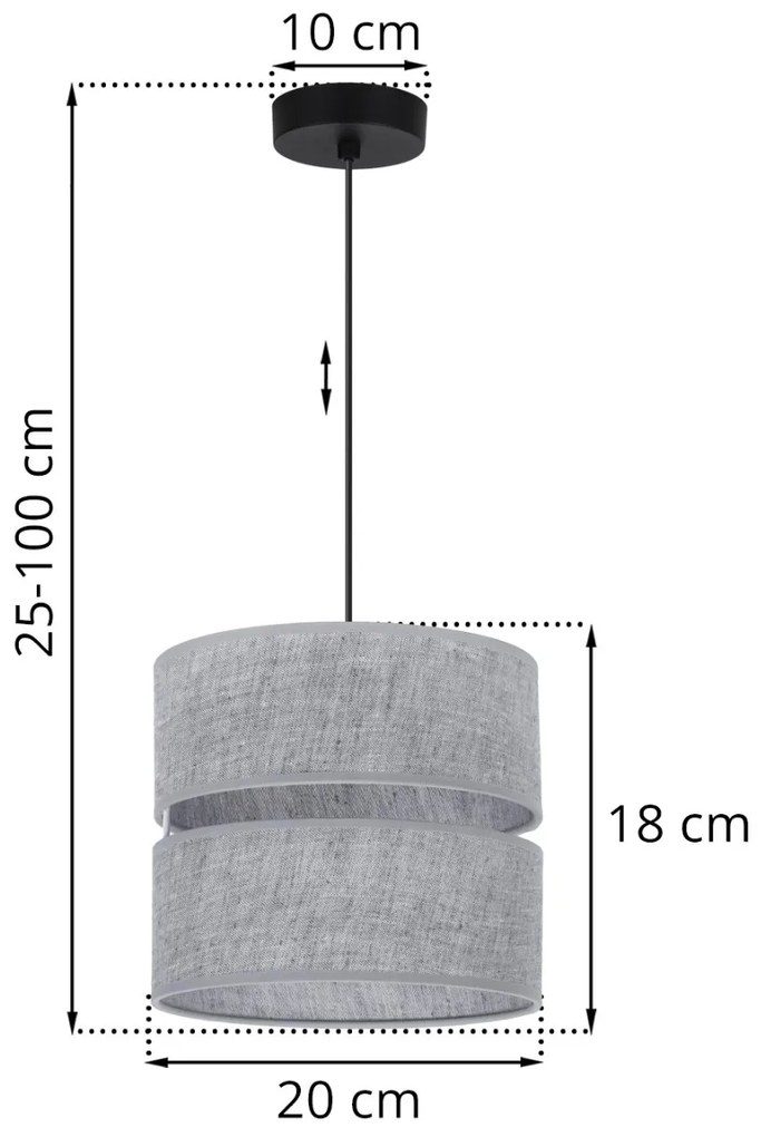 Závesné svietidlo Len, 1x šedé textilné tienidlo, (fi 20 cm), b