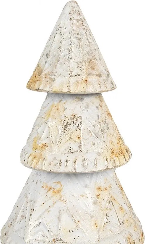 Bílý antik kovový dekorační stromek - Ø 12*32 cm