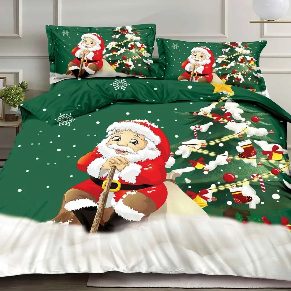 Posteľné obliečky KRISMAS GREEN TREE 7-dielna sada 140x200 cm