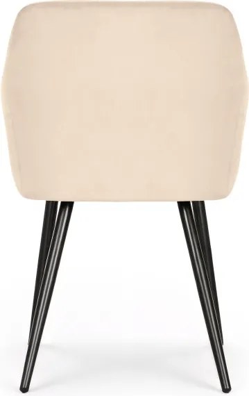 Sada šiestich jedálenských stoličiek ESTELLE zamatové, béžové / čierne nohy (6 ks)