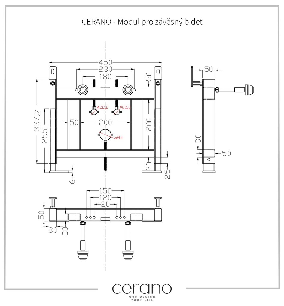 CERANO Cerano, modul pre závesný bidet - 45x33,7 cm, CER-CER-476888