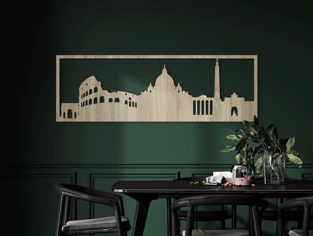 drevko Obraz Rím panoráma Rozmer obrazu: 29,5 x 89 cm, Farba dekorácie: Čierna