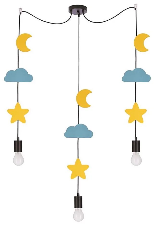 Detský luster TRIO so závesným lankom 3xE27/20W/230V žltá/modrá