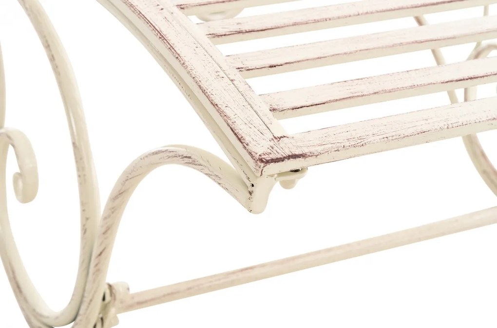 Kovová záhradné lehátko Amiens - Krémová antik