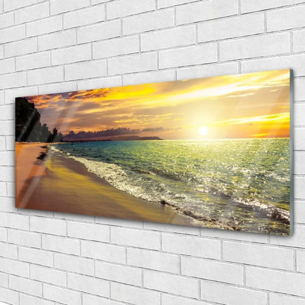 Obraz na akrylátovom skle Slnko pláž more krajina 125x50 cm