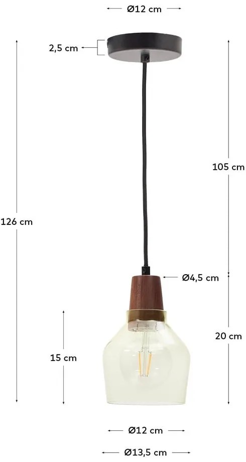 Zelené/v tmavoprírodnej farbe závesné svietidlo so skleneným tienidlom ø 13,5 cm Silex – Kave Home