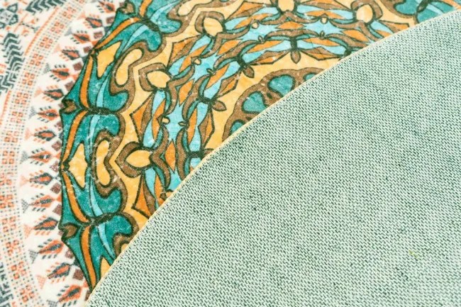 Protišmykový koberec NOVO béžový / modrý kruh