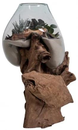 Váza na samorostu SAN MARINO kapka ,dřevo a sklo House Nordic 4501052 |  BIANO