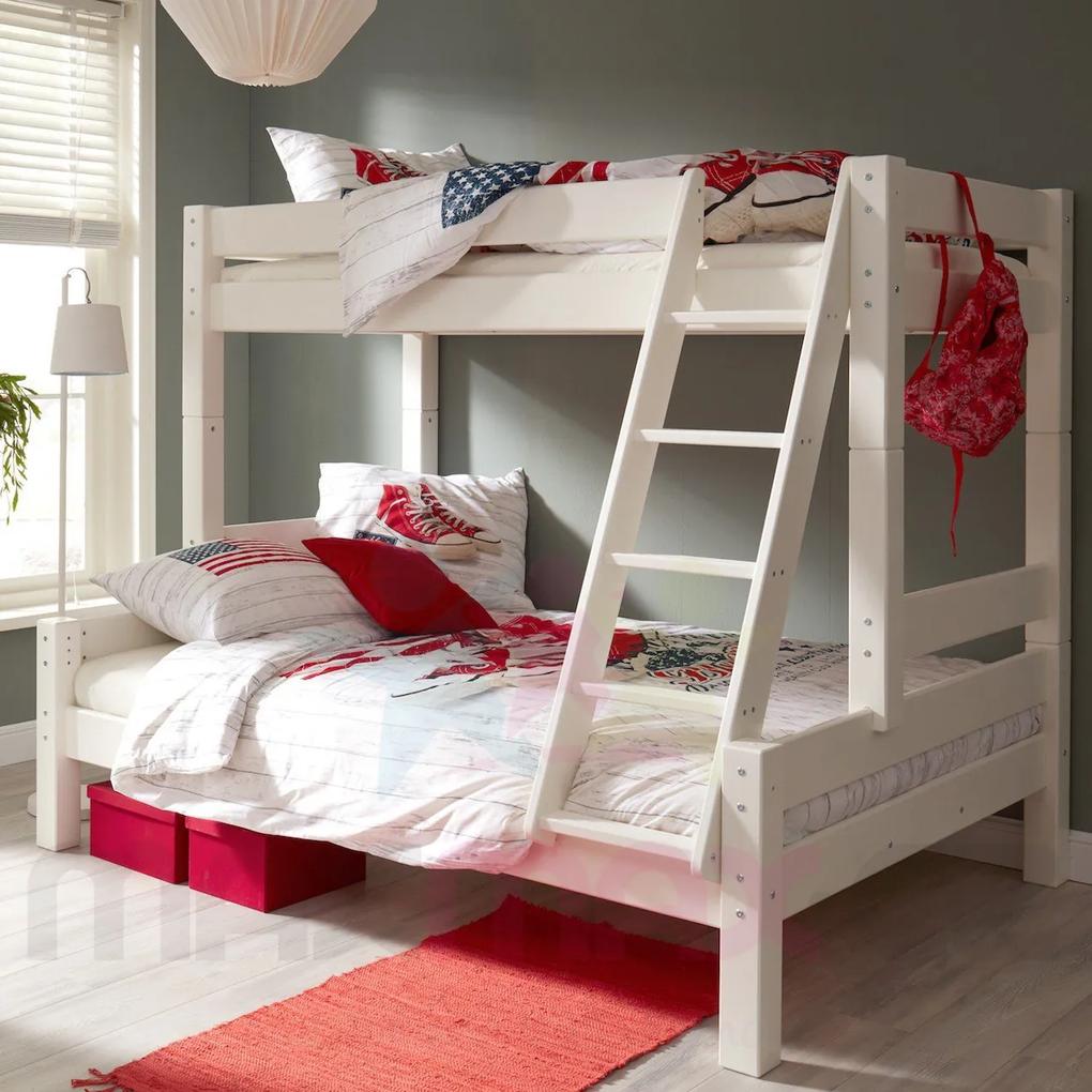 MAXMAX Detská poschodová posteľ s rozšíreným spodným lôžkom z MASÍVU 200x90cm so zásuvkami PAVLÍNA