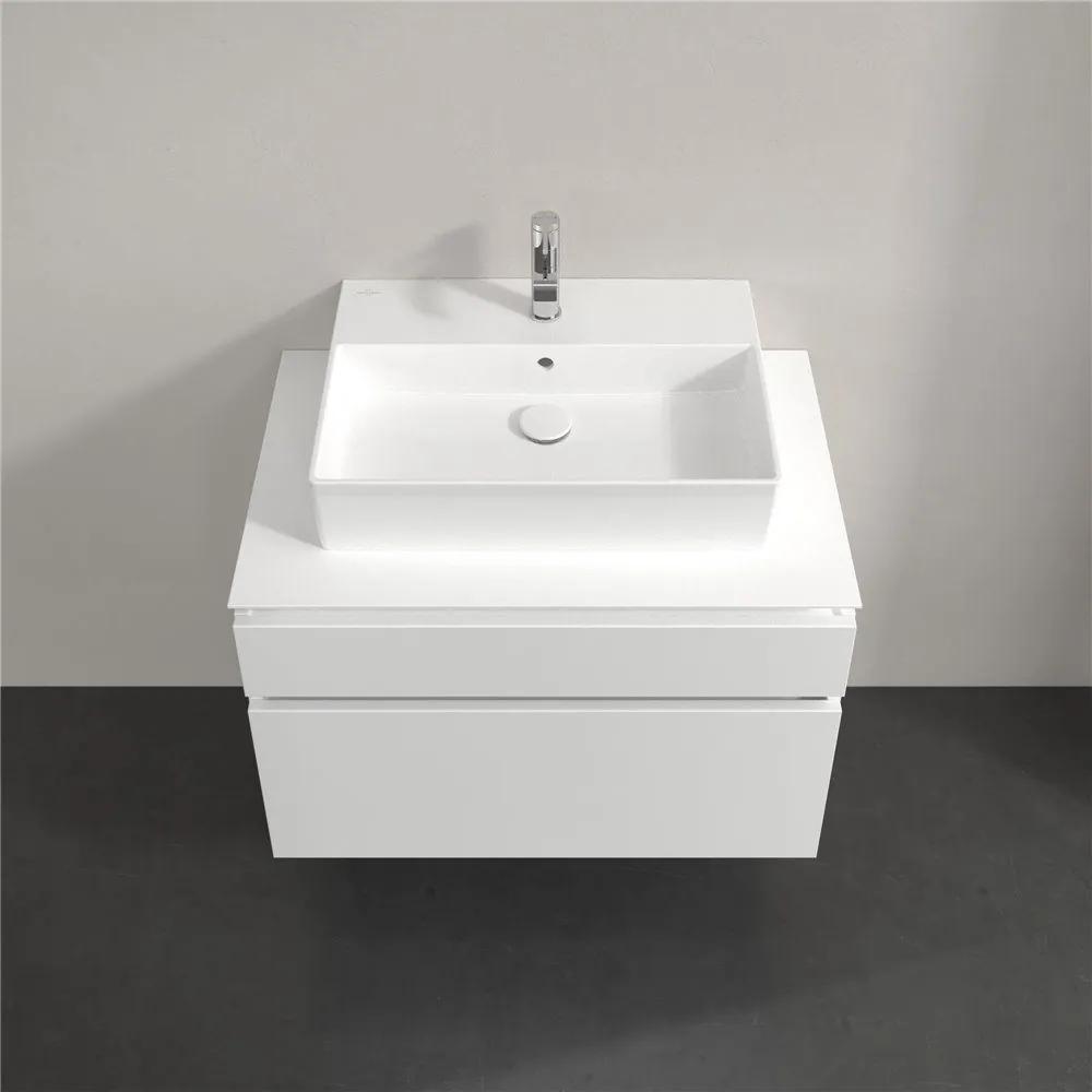 VILLEROY &amp; BOCH Legato závesná skrinka pod umývadlo na dosku (umývadlo v strede), 2 zásuvky, 800 x 500 x 550 mm, White Matt, B60200MS