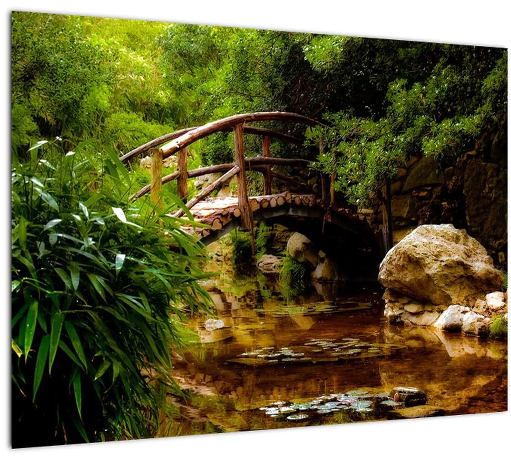 Sklenený obraz - Most cez riečku (70x50 cm)